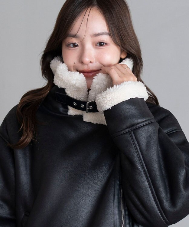 WEGO 【25年秋冬新作】フェイクムートンボアジャケット ブラック
