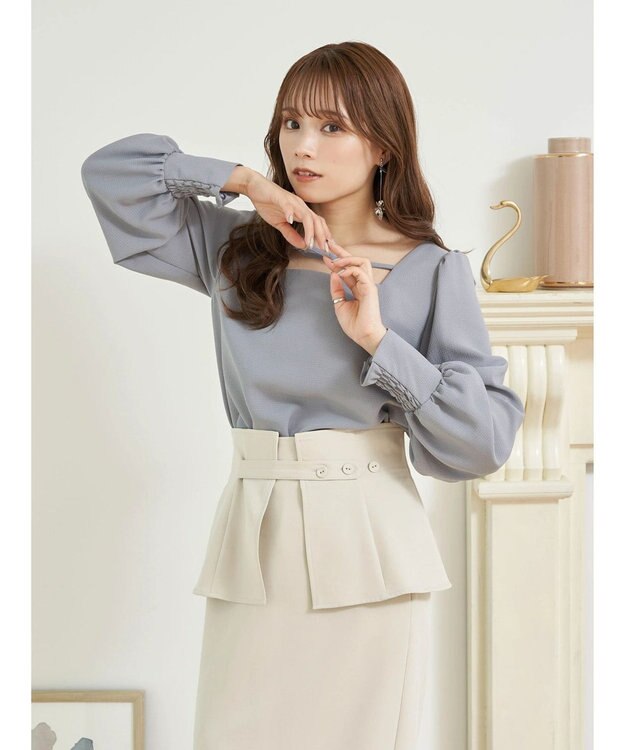 earth music&ecology ２ｗａｙストラップブラウス Grayish Blue