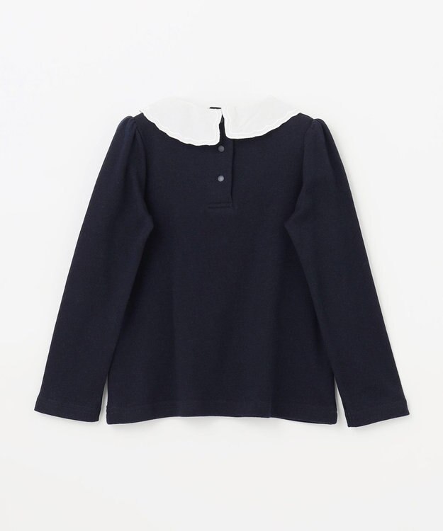 ANY KIDS 襟 刺繍 カットソー ネイビー