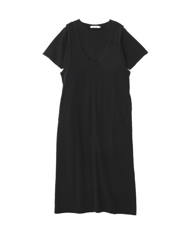 AMERICAN HOLIC 【2点セット】Tシャツ＋Uネックワンピース Black