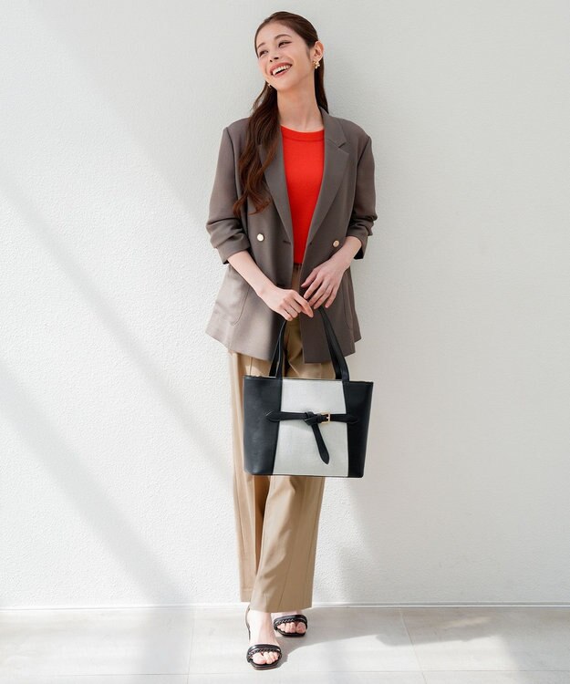 ANY SIS キャンバスコンビトート バッグ ブラック