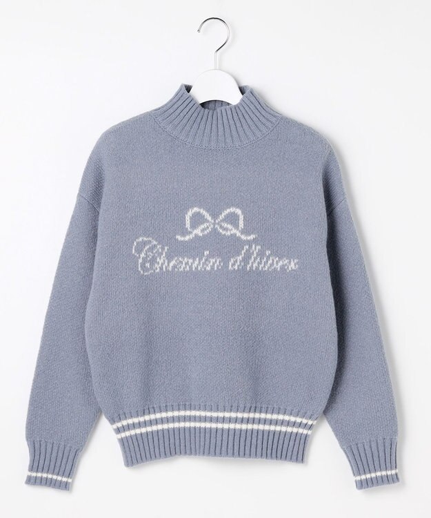 Feroux レタードハイネック プルオーバー スカイブルー系