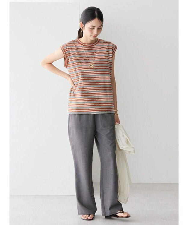 AMERICAN HOLIC マルチボーダーノースリーブカットプルオーバー Terracotta