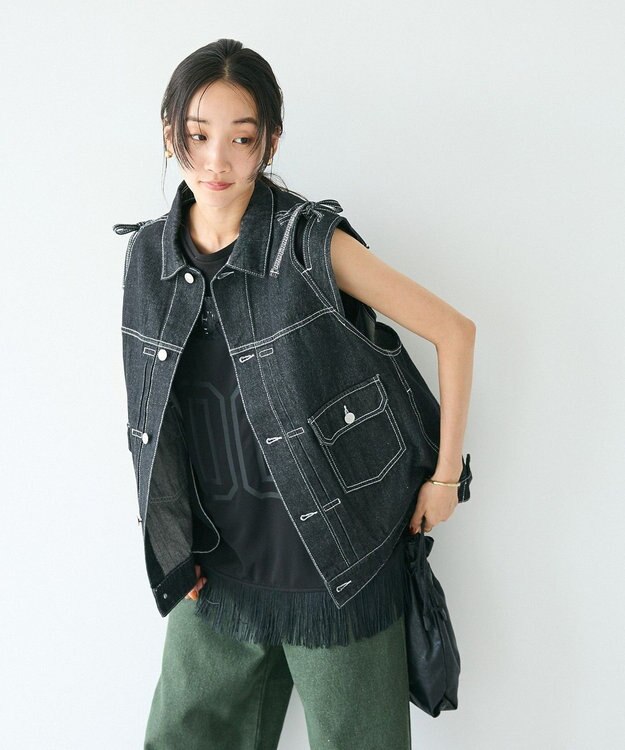 CRAFT STANDARD BOUTIQUE デニムリボンベスト Black