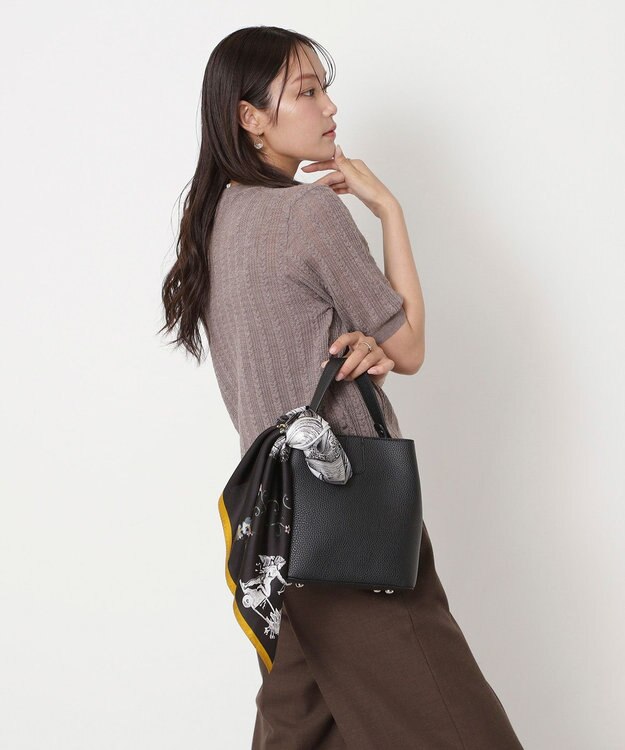 MOONBAT PAUL&JOE ACCESSOIRES(ポール & ジョー) シルクスカーフ 気球 ブーケ 88cm×88cm　手洗いOK ブラック