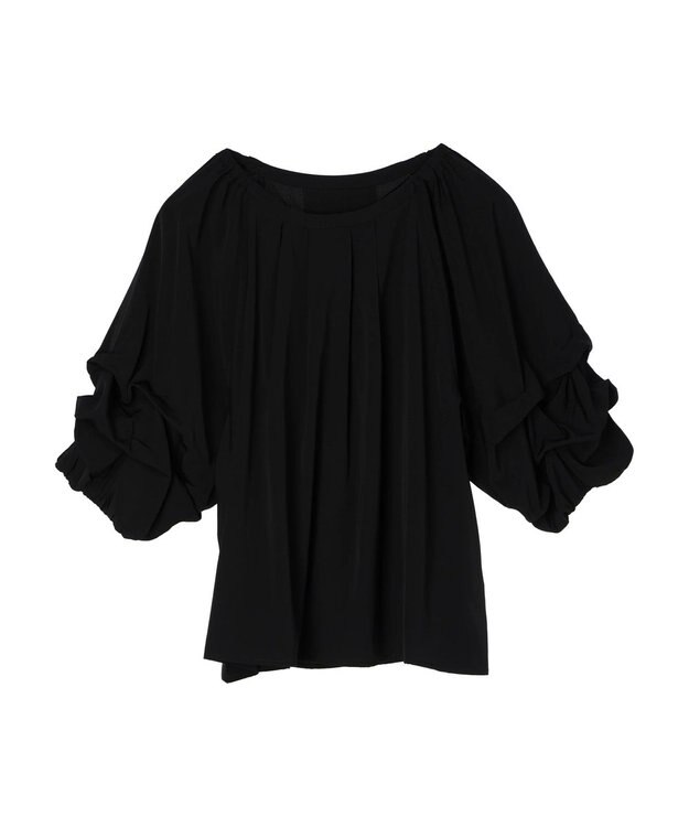 CRAFT STANDARD BOUTIQUE ピンタックホイップスリーブブラウス Black