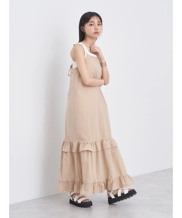 earth music&ecology ティアードキャミワンピース Beige