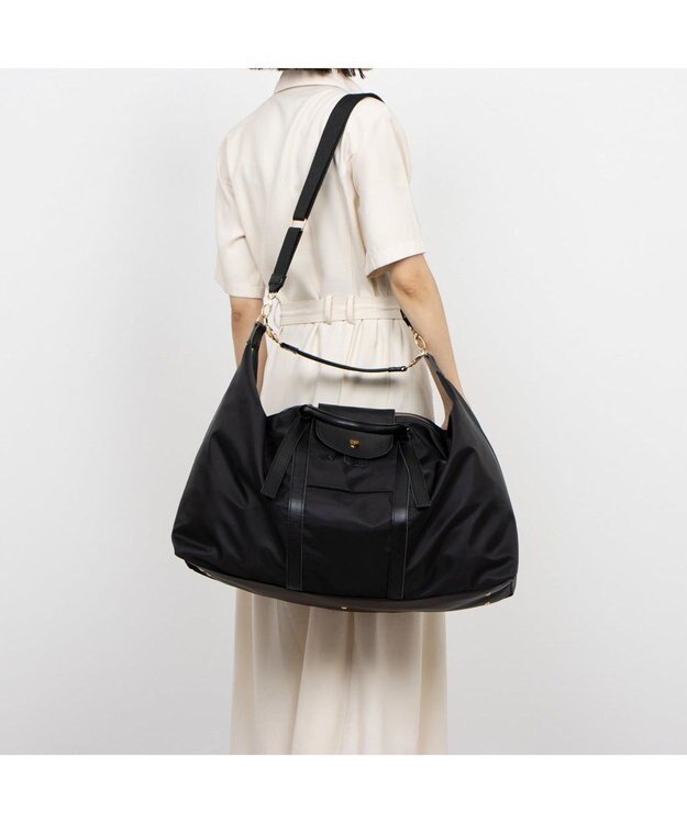 UNBILLION ペルケ perche / ナイロン×牛革かぶせジェムストーン2wayボストンバッグ ブラック