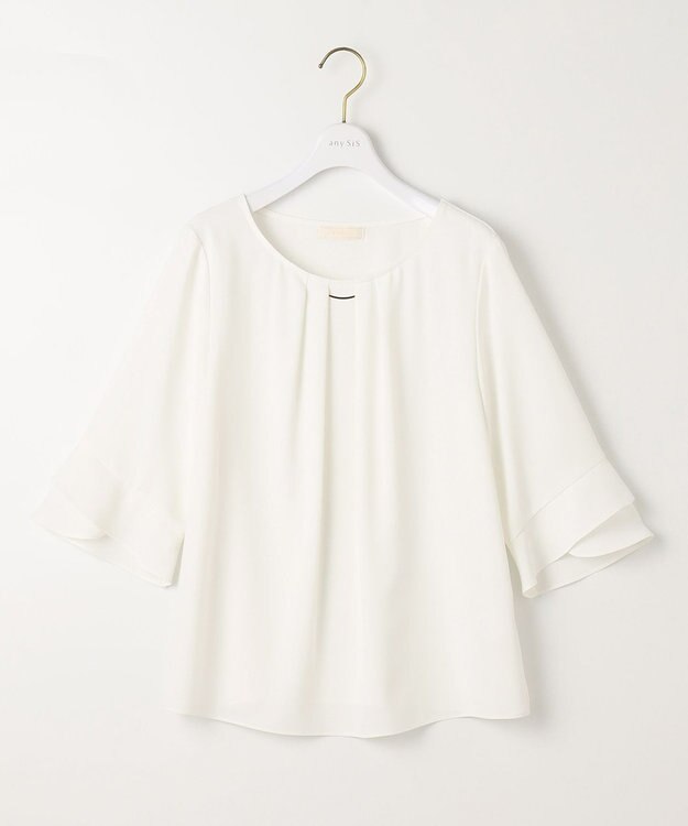 ANY SIS S 【洗える】ラッフルフレアジョーゼット ブラウス オフホワイト