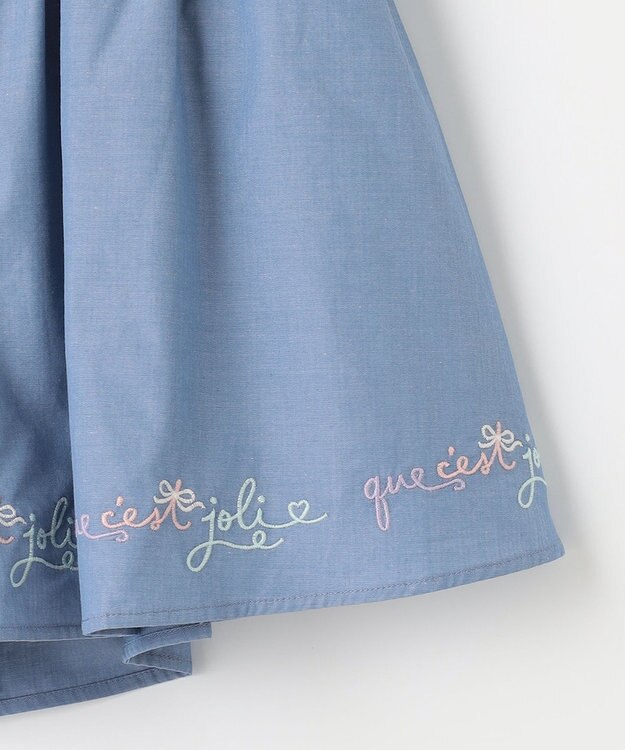 ANY KIDS 刺繍 キュロット デニムブルー×ロゴ