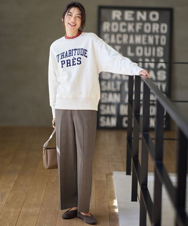 ANY L 【洗濯機可/ストレッチ/ウエストゴム/裏起毛】マルチファンクションストレッチチェックワイドパンツ ブラウンチェック