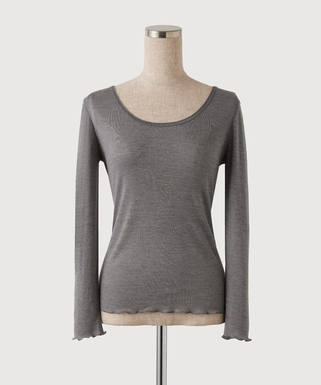 TOQUE 〈大草直子さんアドバイザー〉【天然素材】アルパカシルクリブ ロングT グレー