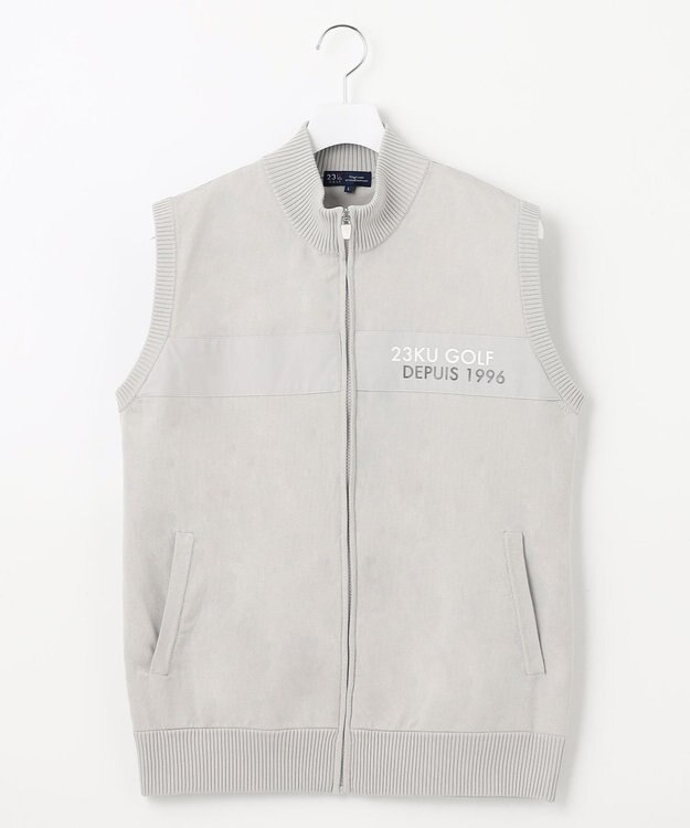 23区GOLF 【MEN】【ウォッシャブル】ジップアップ ニットベスト ライトグレー系