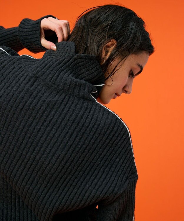 BEIGE， 【洗える】BERTAINA /  配色リンキングタートルネックニット C.Gray×Ecru