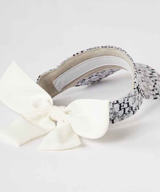 FILA GOLF／marie claire 【FILA GOLF】取り外し可能リボン付きサンバイザー ホワイト