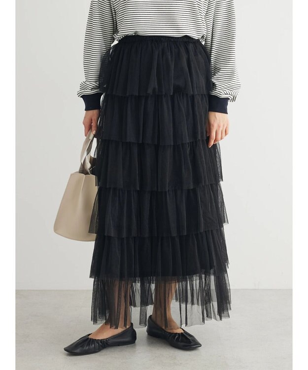 Green Parks ・ＥＬＥＮＣＡＲＥ　ＤＵＥ　ティアードラメチュールスカート Black