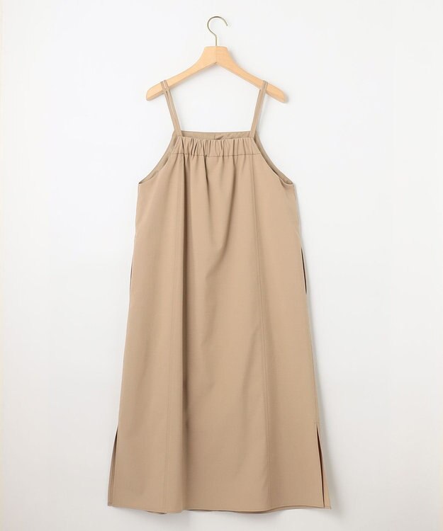 組曲 L 【洗える・シワになりにくい】リネン混オックスストレッチ キャミワンピース ベージュ系
