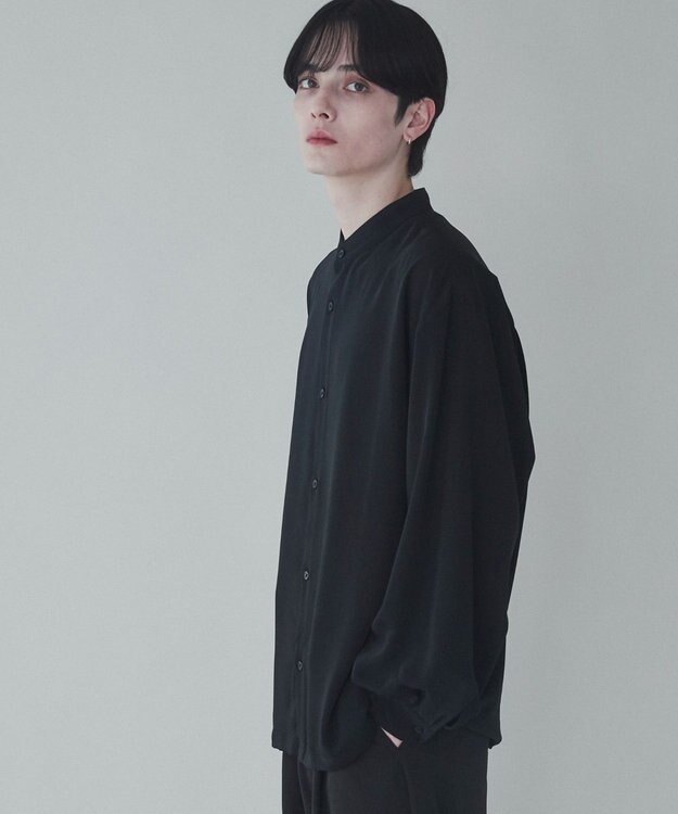 WEGO トロミBIGバンドカラーシャツ ブラック