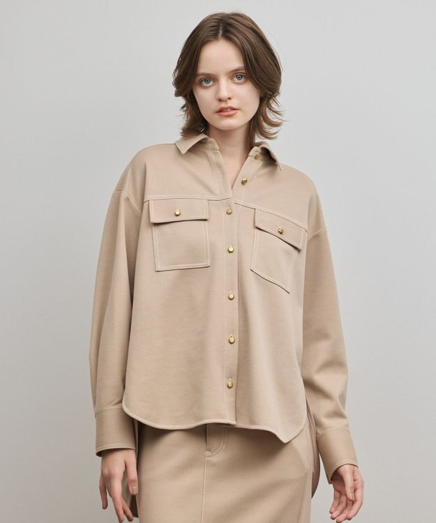 GRACE CONTINENTAL ジャージビッグシャツ ベージュ