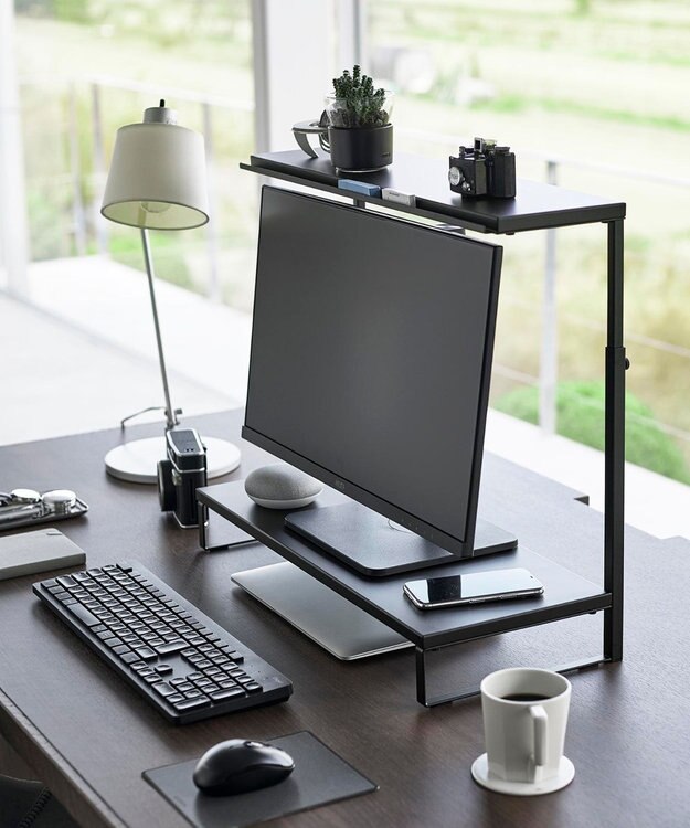 tower モニター上下ラック タワー 2段 ブラック ブラック