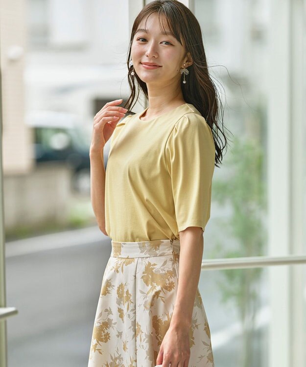 ANY SIS 【UVカット・接触冷感・撥水・汗ジミ防止】プレーティングジャージー タックスリーブ カットソー イエロー