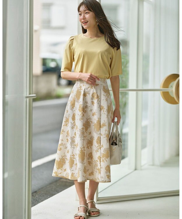 ANY SIS 【UVカット・接触冷感・撥水・汗ジミ防止】プレーティングジャージー タックスリーブ カットソー イエロー