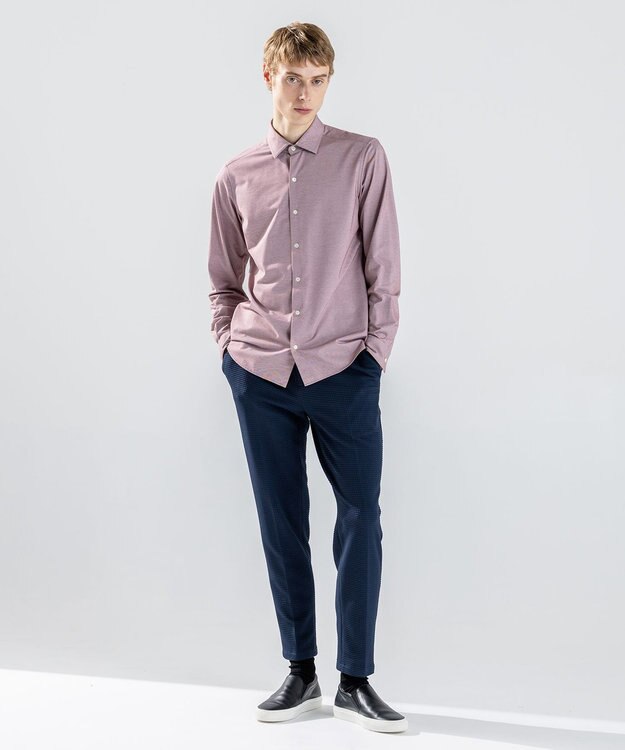 JOSEPH HOMME 【ストレッチ】ハイゲージコットンジャージー 　長袖レギュラーカラーシャツ ピンク系