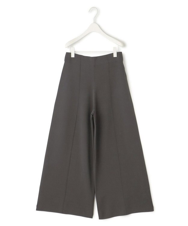 ICB L 【洗える】ハイゲージスムース ワイドパンツ チャコール系