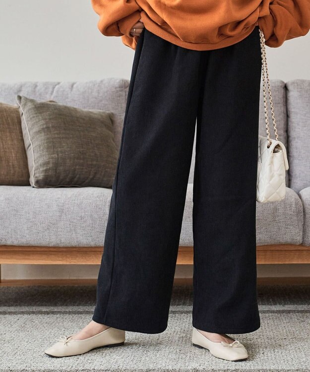 WEGO 裏起毛ワイドイージーパンツ ダークグレー