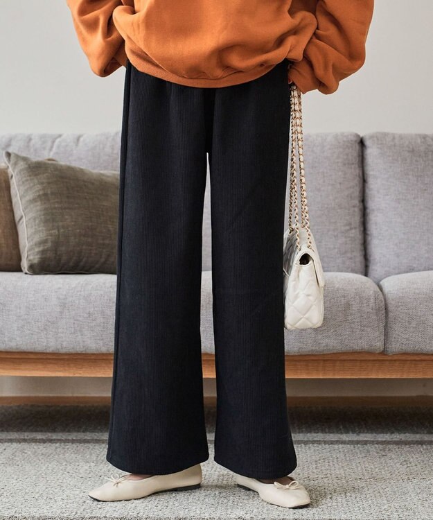 WEGO 裏起毛ワイドイージーパンツ ダークグレー