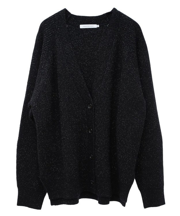 AMERICAN HOLIC バイパチラメ入りＶネック片畦ニットカーディガ Black