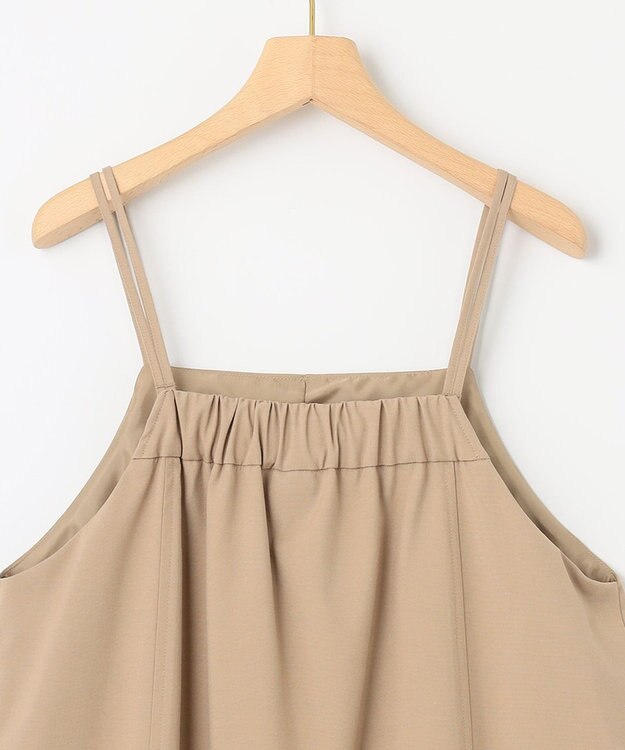 組曲 【洗える・シワになりにくい】リネン混オックスストレッチ キャミワンピース ベージュ系