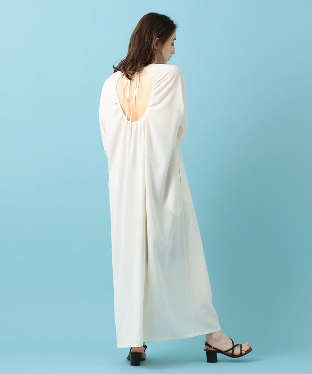 #Newans 【洗える】プルンプクロスバックオープンワンピース アイボリー系