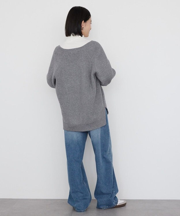 AMERICAN HOLIC バイパチラメ入りＶネック片畦ニットカーディガ Light Gray Mixture