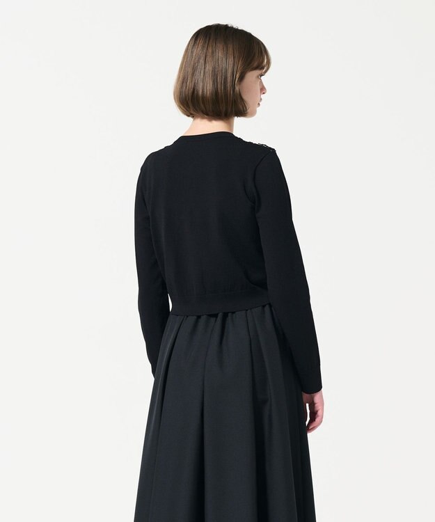 GRACE CONTINENTAL サテンコードニットカーディガン バイカラー