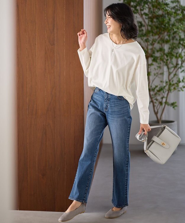 ANY 【洗濯機可】ジョーゼット裏起毛Vネックプルオーバー エクリュ