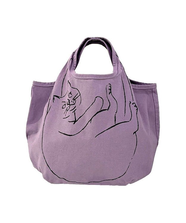 ROOTOTE 2673【ミニサイズ エコバッグ：ネコ柄】/ NA.ルーショッパーミニ.マルシェ-B 05：グロゼイユ