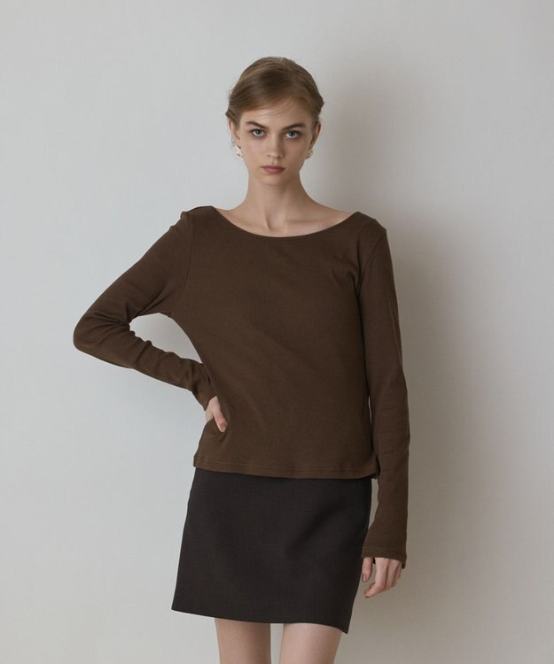 GRACE CONTINENTAL ウ－ルコットンテレコトップ ブラウン