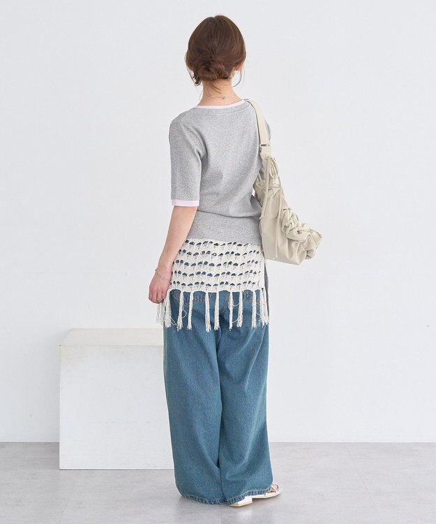 earth music&ecology レイヤードライクバイカラープルオーバー Gray