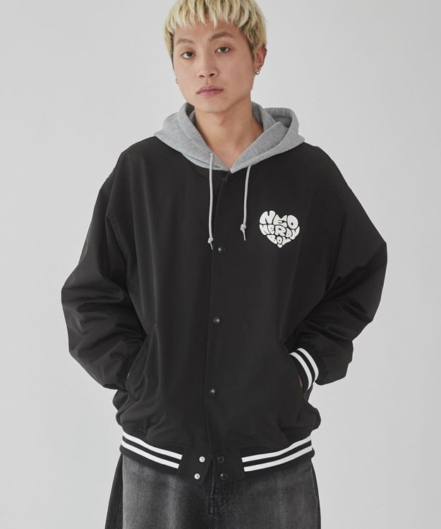 WEGO 【ユニセックス着用ITEM】グラフィックフードスタジャン ブラック