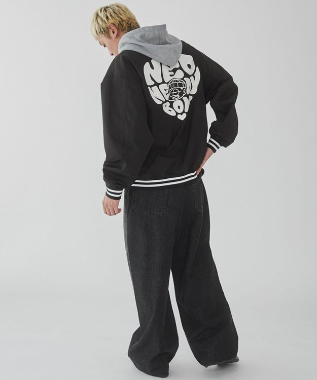 WEGO 【ユニセックス着用ITEM】グラフィックフードスタジャン ブラック