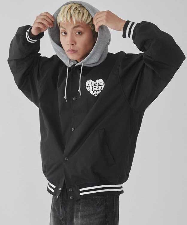 WEGO 【ユニセックス着用ITEM】グラフィックフードスタジャン ブラック