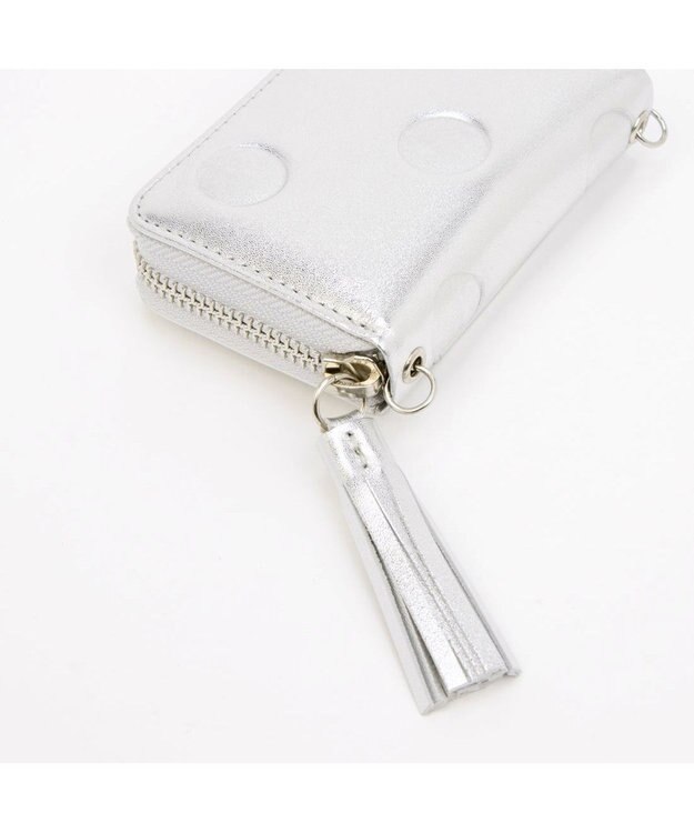 UNBILLION ペルケ perche / ドット型押し・ジャバラチャームウォレットショルダー シルバー