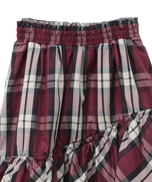 Green Parks ・ＳＵＧＡＲＳＰＯＯＮチェックドロストティアードスカー Bordeaux