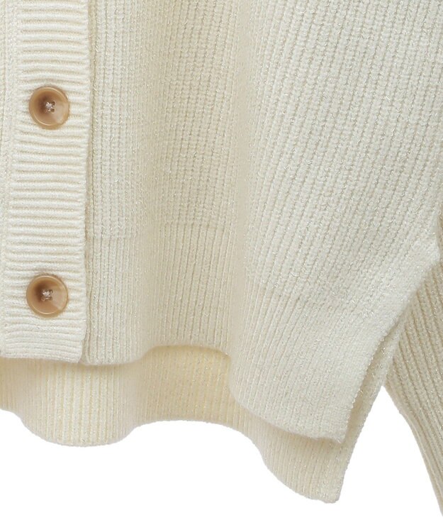 AMERICAN HOLIC バイパチラメ入りＶネック片畦ニットカーディガ Ivory