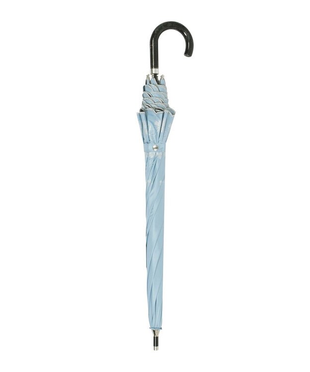 MOONBAT 【遮光率100％/遮熱/UV】LANVIN en Bleu (ランバン オン ブルー)晴雨兼用日傘 フラワーグリッター シルバースカラ刺繍 花柄 長傘 ターコイズブルー