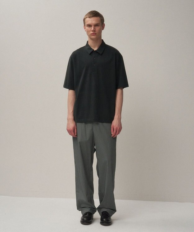 ATON AGING FRESCA PLATE | ルーズフィットポロシャツ - UNISEX CHARCOAL GRAY