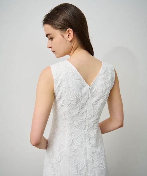 GRACE CONTINENTAL ケミカルリーフドレス ホワイト