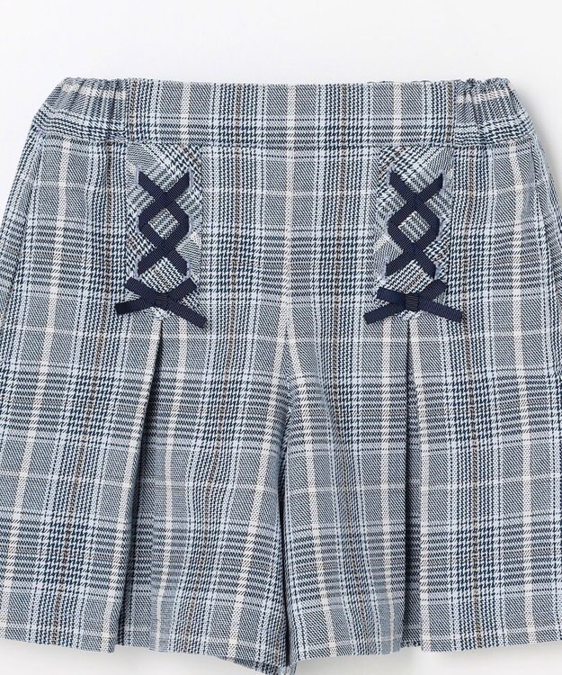 組曲 KIDS 【110-140㎝】グレンチェック キュロット サックスブルー