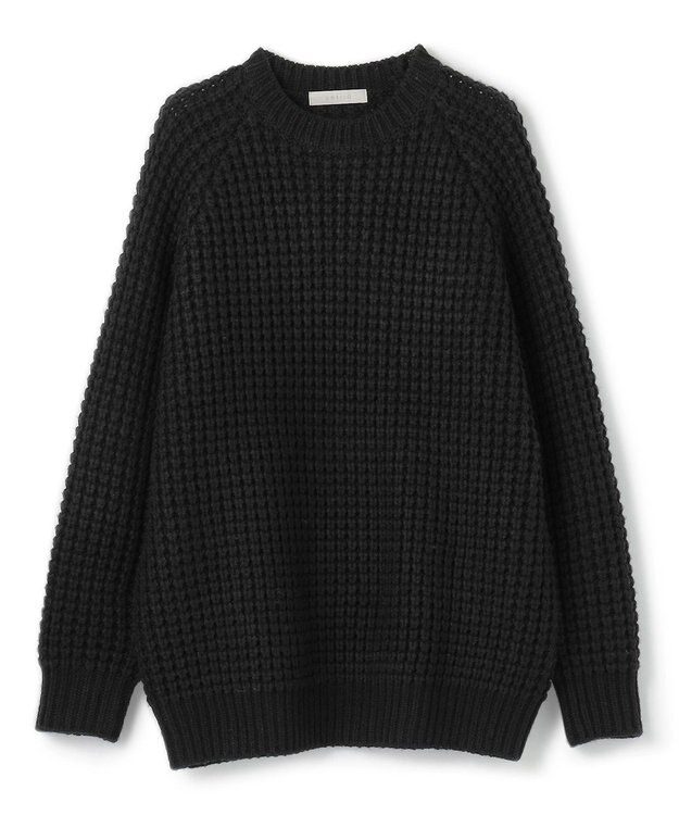 UNFILO MENS 【男女兼用】ウールポップコーン クルーネック ニット ブラック